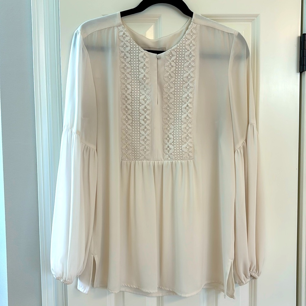 LOFT sheer cream colored blouse.  Size medium